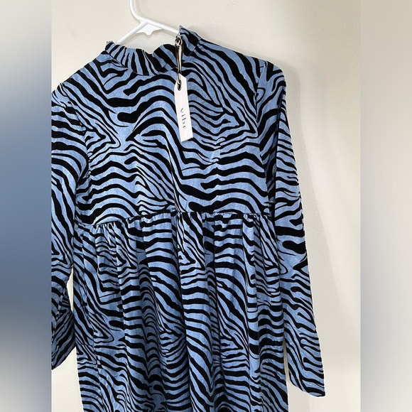 VIBE Blue and Black Zebra Print Dress Big Girl or Women's Size 14 NWT - Picture 4 of 15